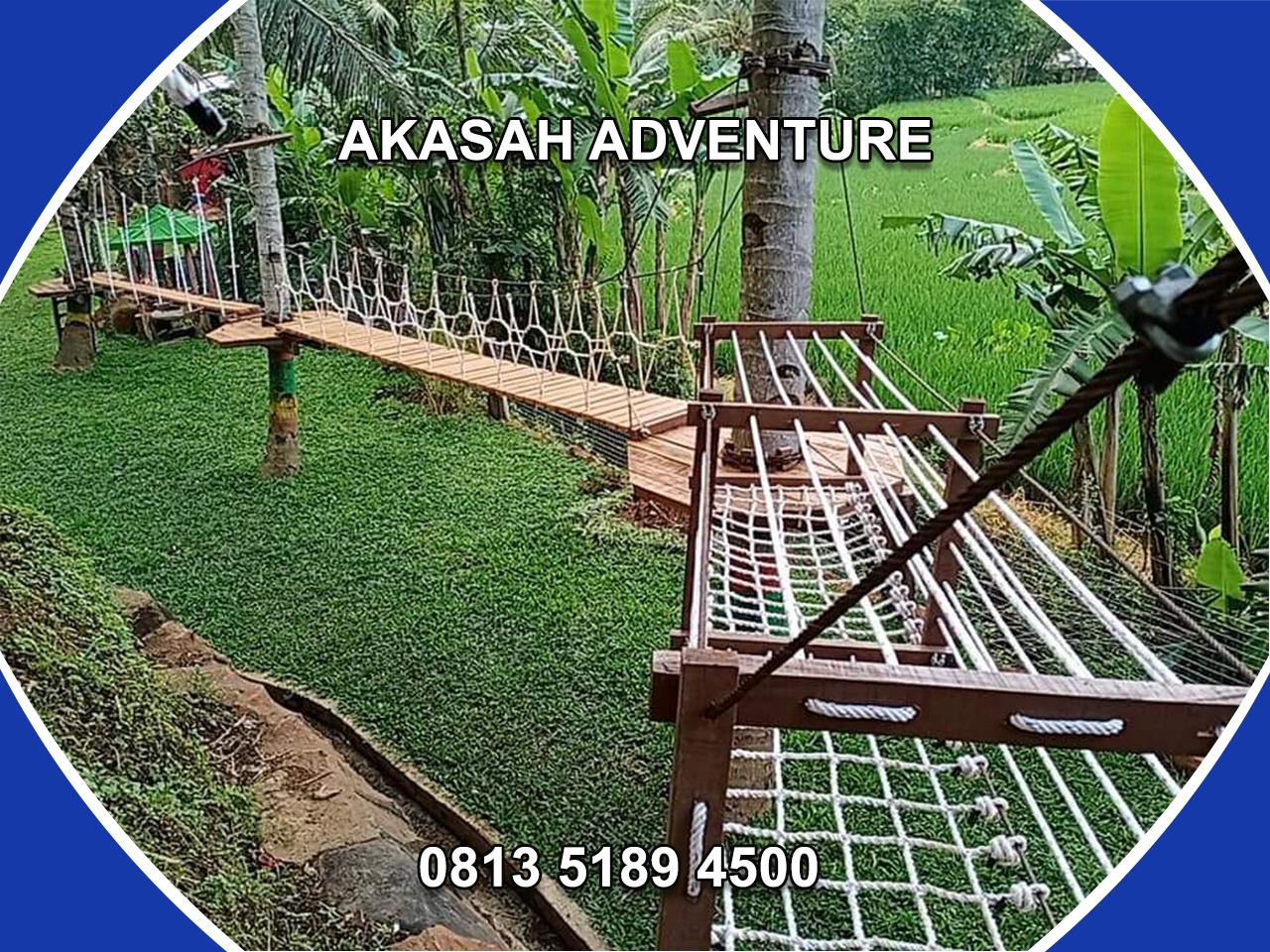 081351894500 Kontraktor Jasa Instalasi Pembuatan Wahana Outbound Indoor Outdoor Profesional Terpercaya Berpengalaman Harga Murah Kualitas Bagus Jembatan Gantung Elvis Walk Flying Fox High Rope